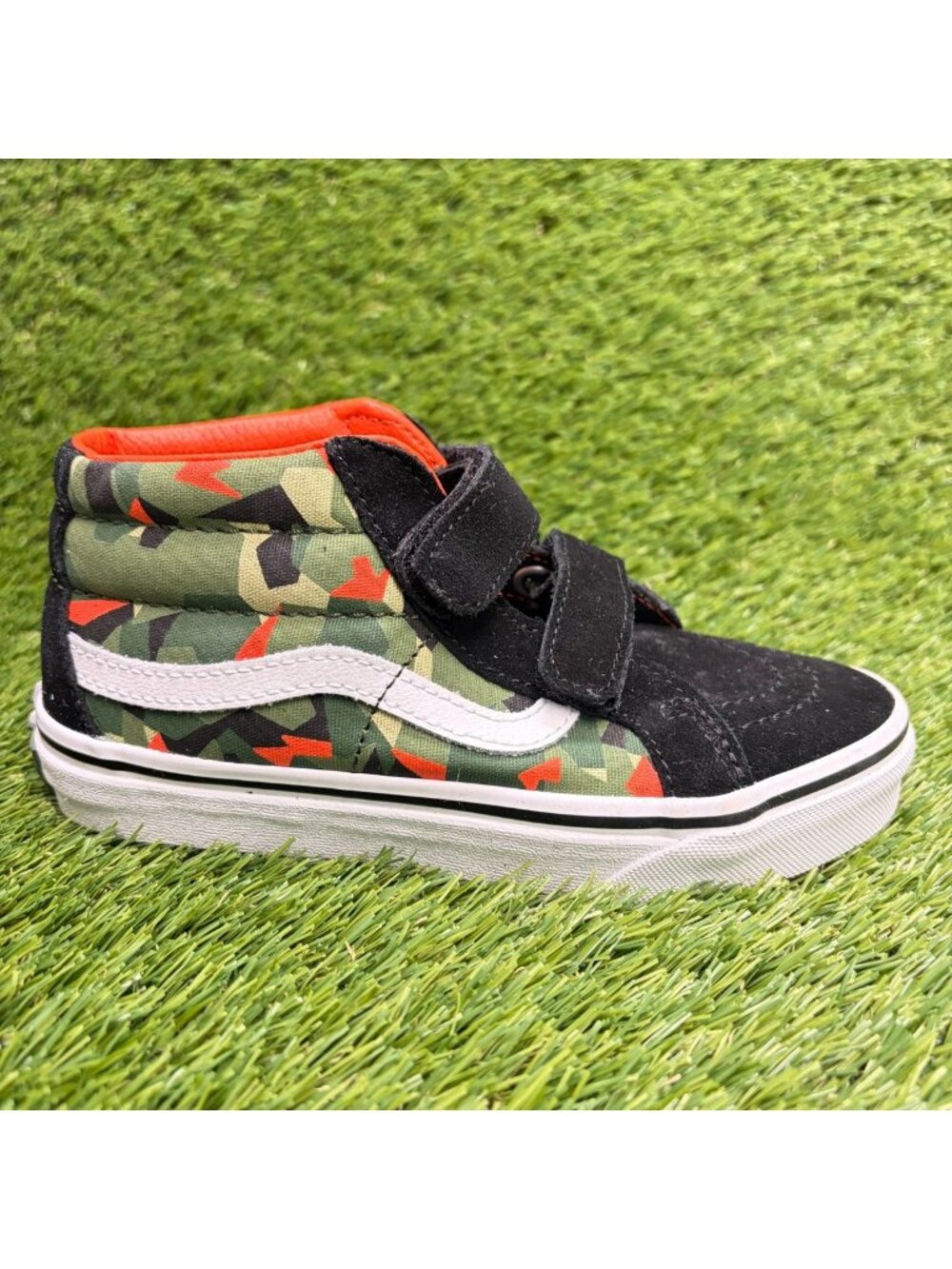 Vans Sk8-Mid Reissue V Boys Size 1Y Black Green Athletic Skate Shoes Sneakers